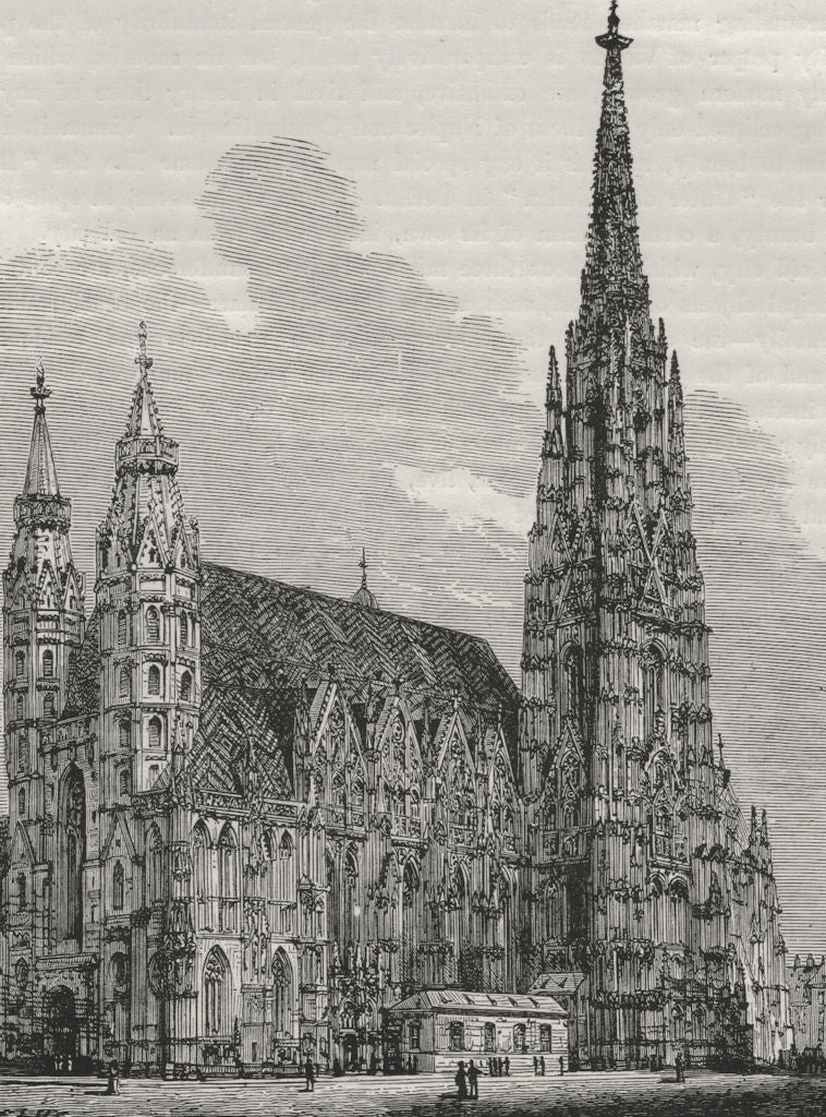 VIENNA. St Stephen's Cathedral 1882 old antique vintage print picture